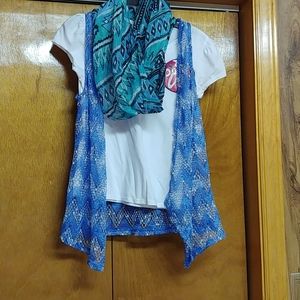 Beautees shirt, vest & scarf set